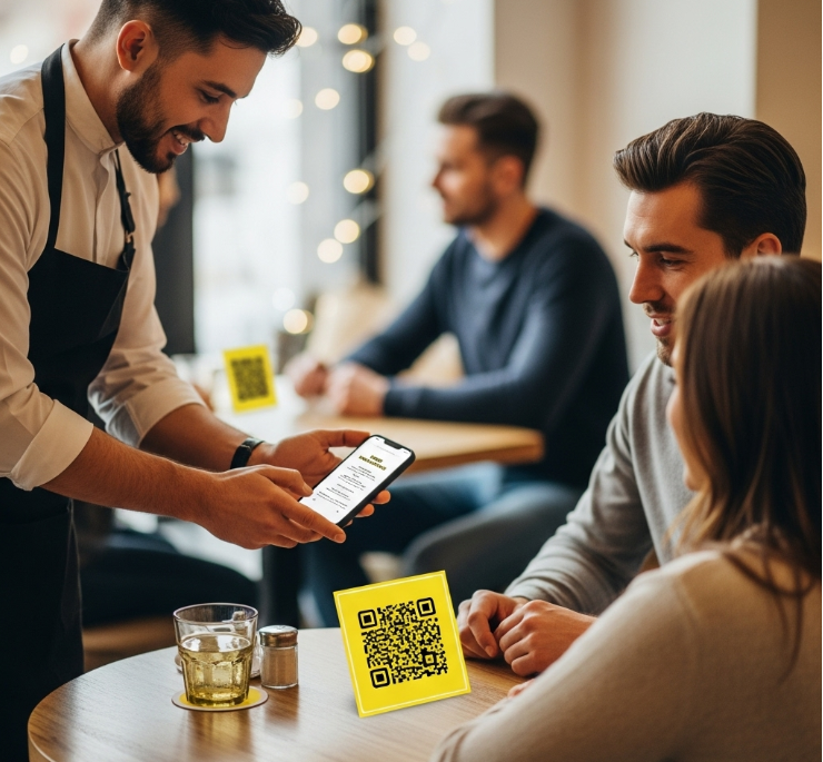 QR menu system for restaurants and cafés